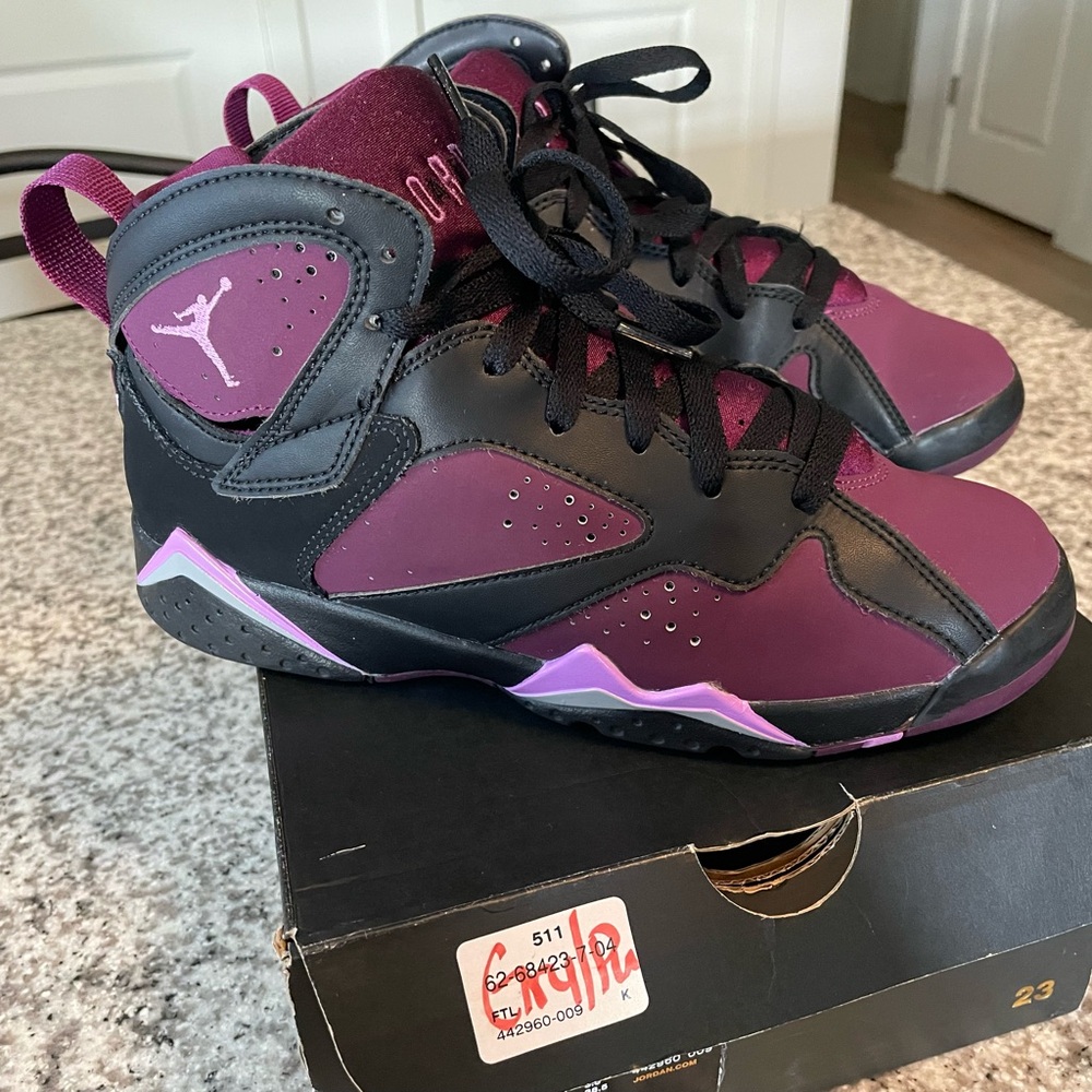 Nike Air Jordan Retro 7 Mulberry Fuchsia Grape Gray GG 442960-009 6Youth w/Box